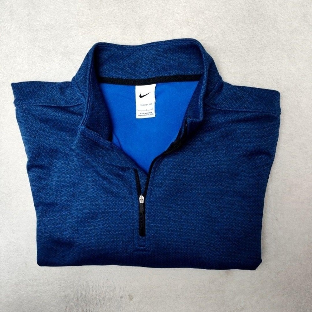 Nike‎ Sweatshirt Mens L Blue Victory Golf 1/4 Zip Pullover Fleece Tennis DN1947